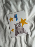 Fish cat greeting card print