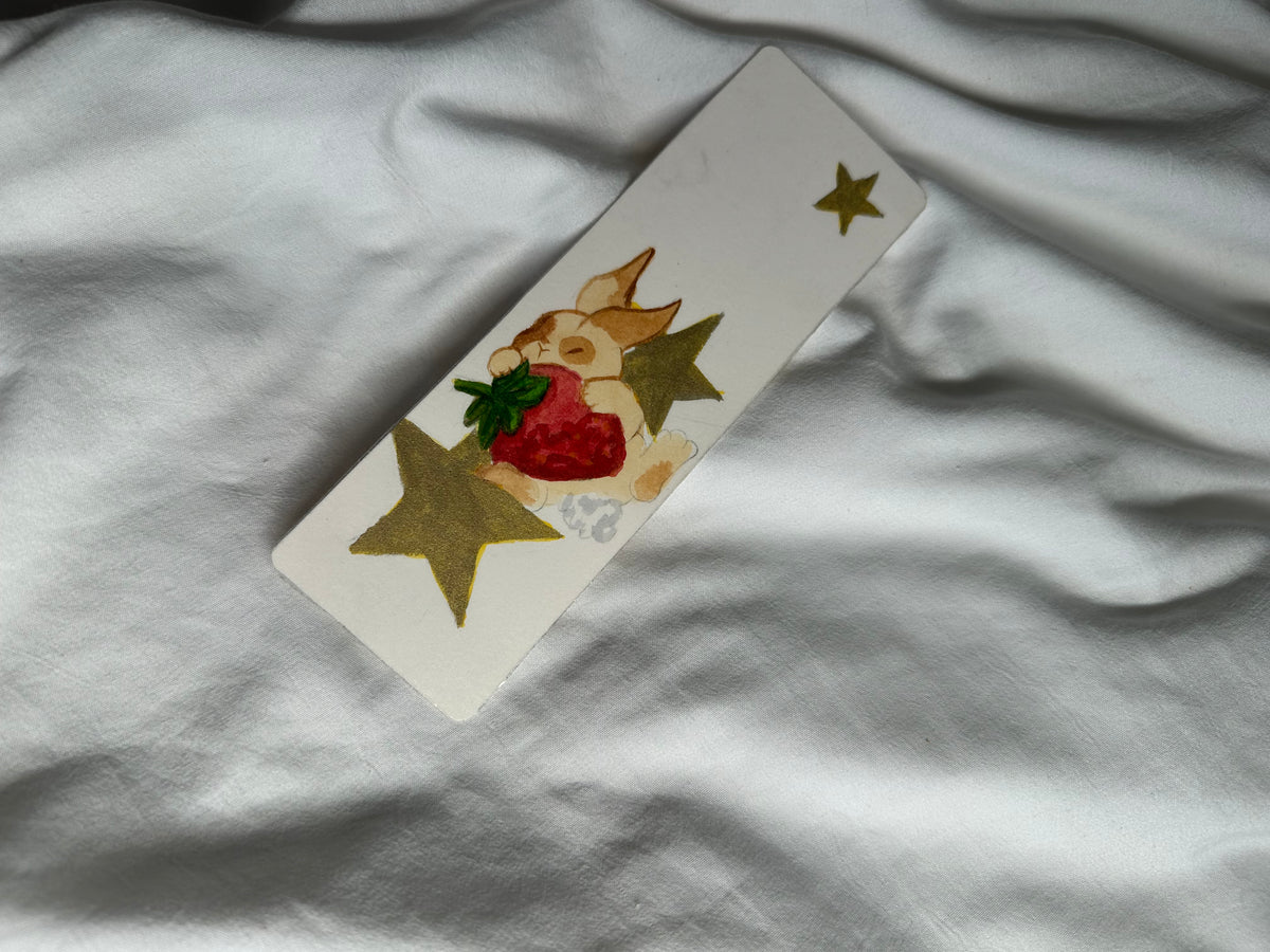 Strawberry bunny bookmark